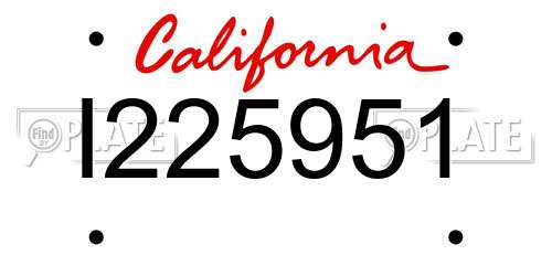 I225951 California License Plate