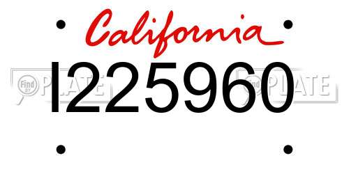 I225960 California License Plate
