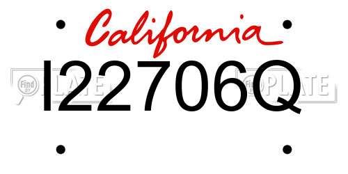 I22706Q California License Plate