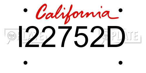 I22752D California License Plate