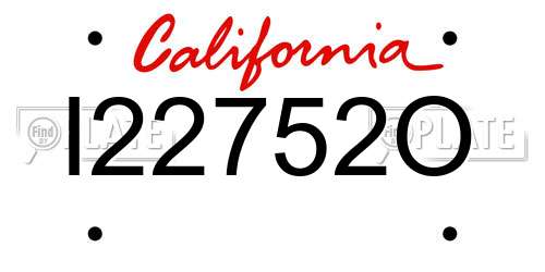 I22752O California License Plate