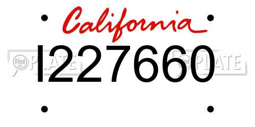I227660 California License Plate