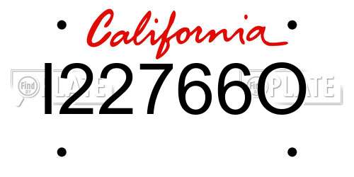 I22766O California License Plate