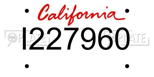 I227960 California License Plate