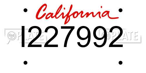 I227992 California License Plate