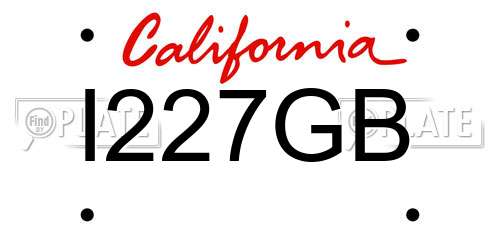 I227GB California License Plate