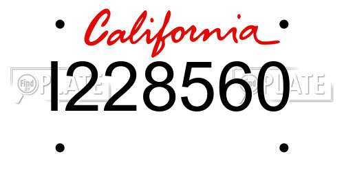 I228560 California License Plate