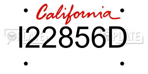 I22856D California License Plate