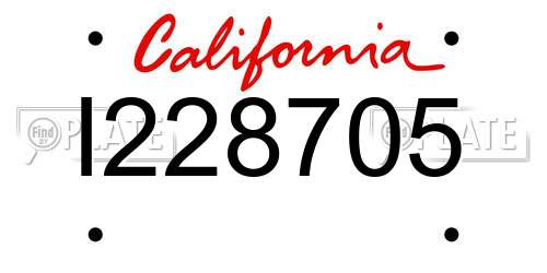I228705 California License Plate