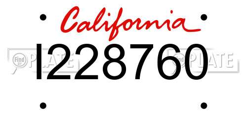 I228760 California License Plate