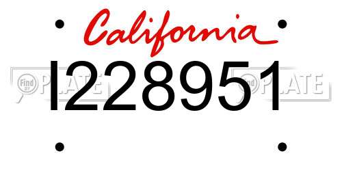I228951 California License Plate