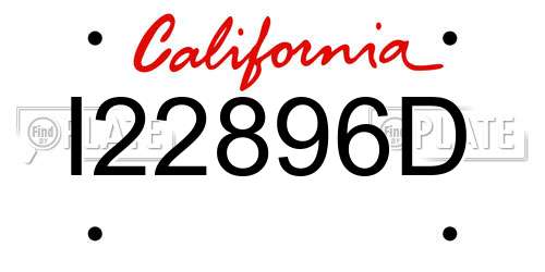 I22896D California License Plate