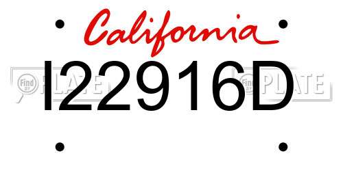 I22916D California License Plate