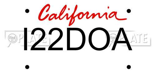 I22DOA California License Plate