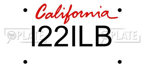 I22ILB California License Plate