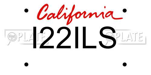I22ILS California License Plate