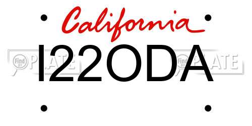 I22ODA California License Plate