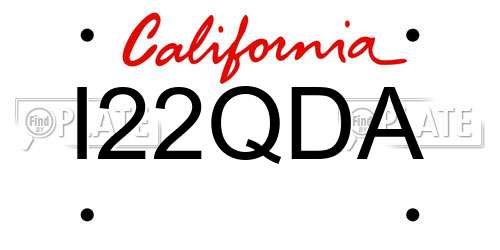 I22QDA California License Plate