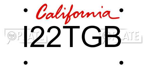 I22TGB California License Plate