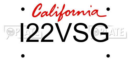 I22VSG California License Plate