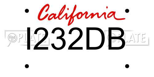 I232DB California License Plate