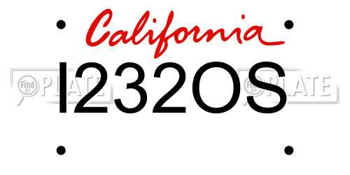I232OS California License Plate