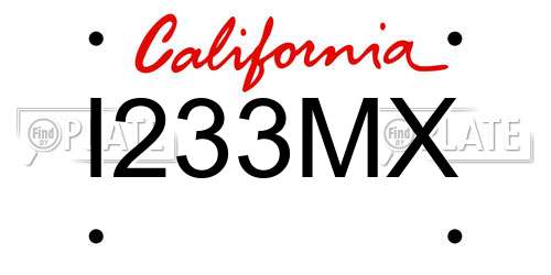 I233MX California License Plate