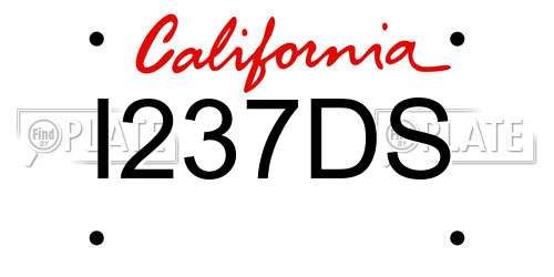 I237DS California License Plate