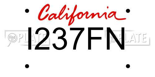 I237FN California License Plate