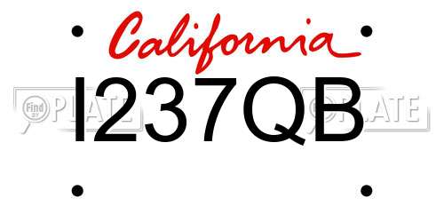 I237QB California License Plate