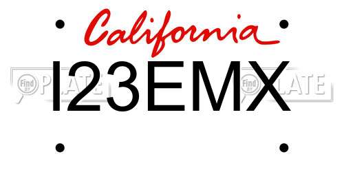 I23EMX California License Plate