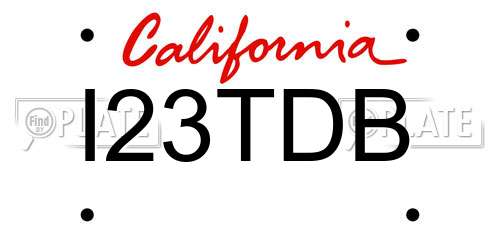 I23TDB California License Plate