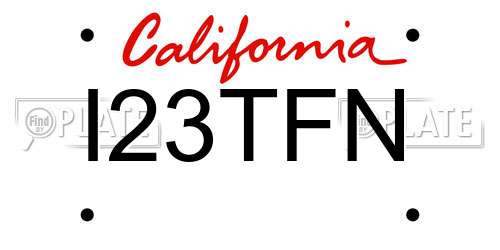 I23TFN California License Plate