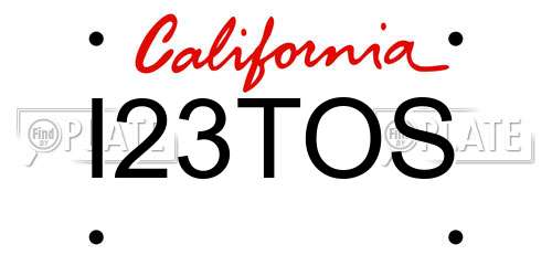 I23TOS California License Plate