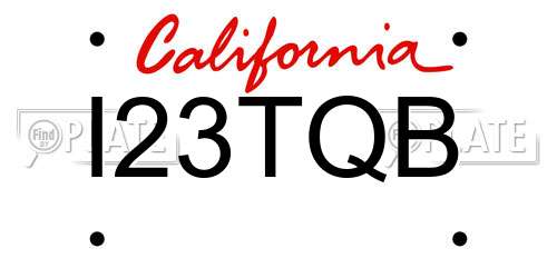 I23TQB California License Plate