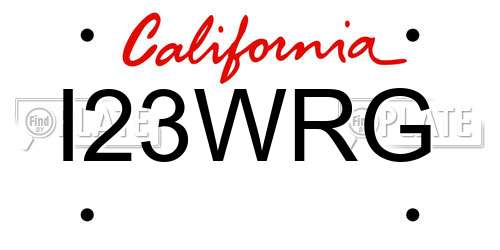 I23WRG California License Plate