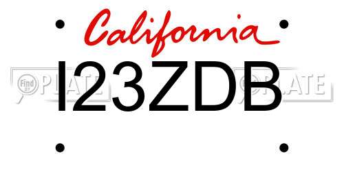 I23ZDB California License Plate