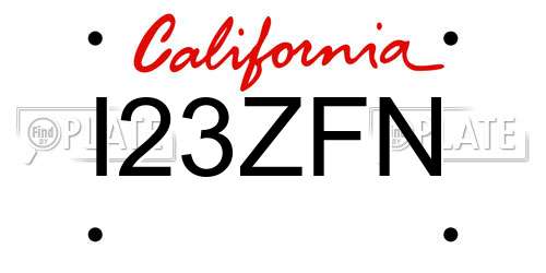 I23ZFN California License Plate