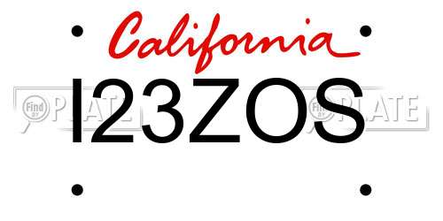I23ZOS California License Plate
