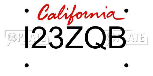 I23ZQB California License Plate
