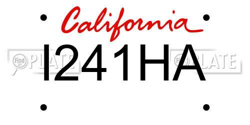 I241HA California License Plate