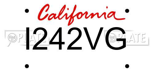 I242VG California License Plate