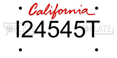 I24545T California License Plate