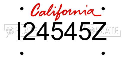 I24545Z California License Plate