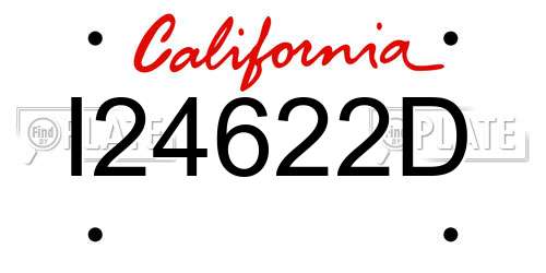 I24622D California License Plate