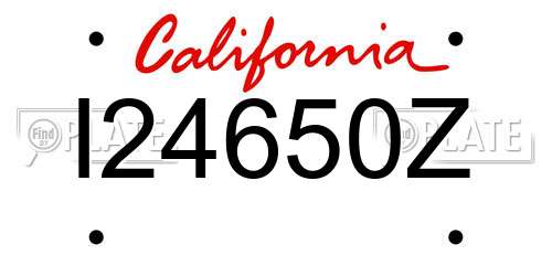 I24650Z California License Plate