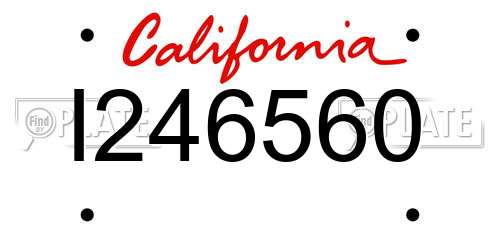 I246560 California License Plate