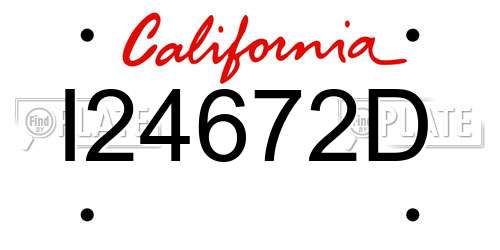 I24672D California License Plate