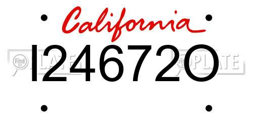 I24672O California License Plate