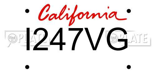 I247VG California License Plate
